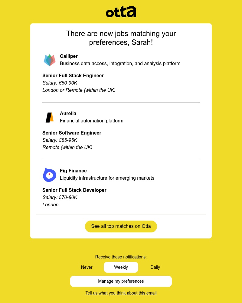 Otta - New match: Senior Full Stack Engineer at Calliper