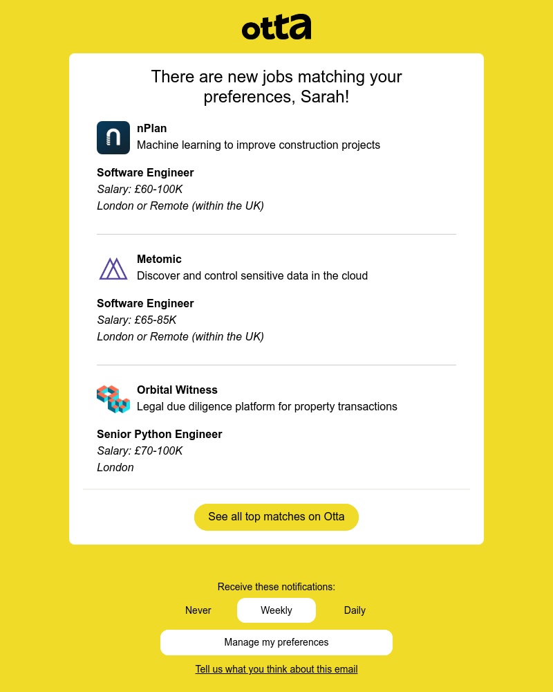 Otta - New match: Software Engineer at nPlan