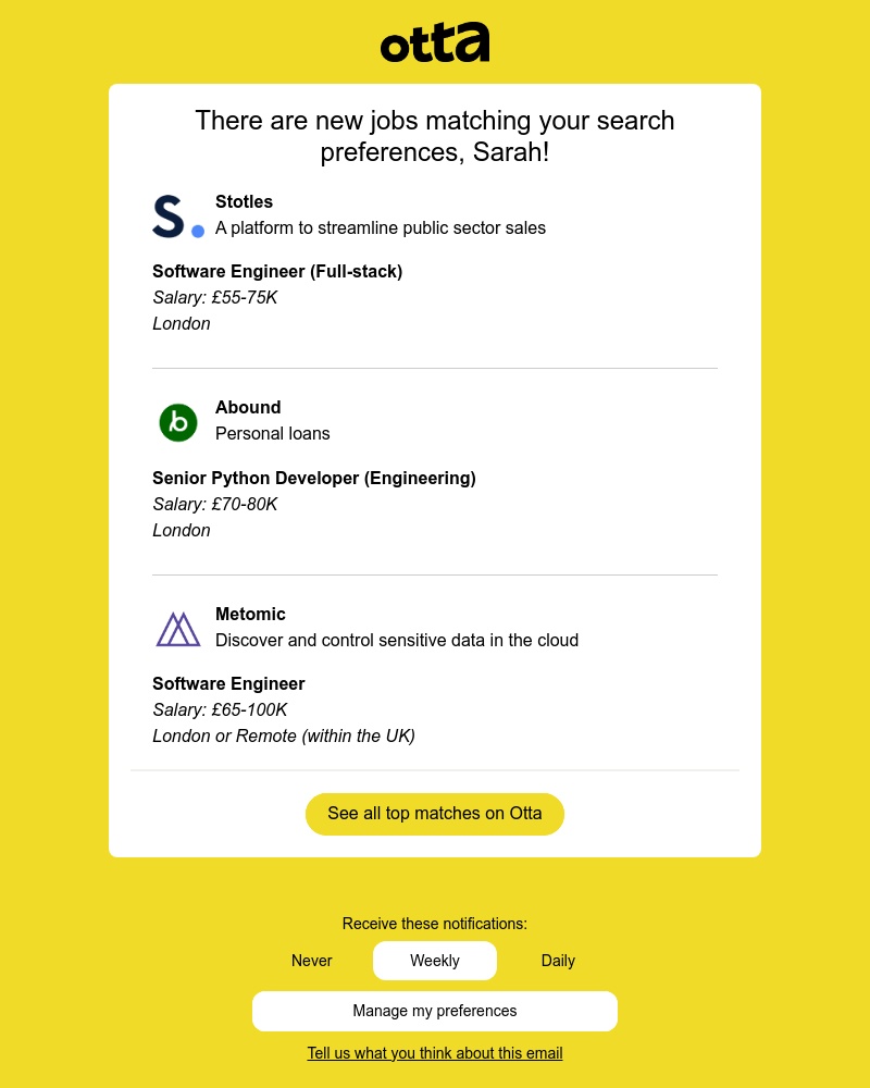 Otta - New match: Software Engineer at Stotles
