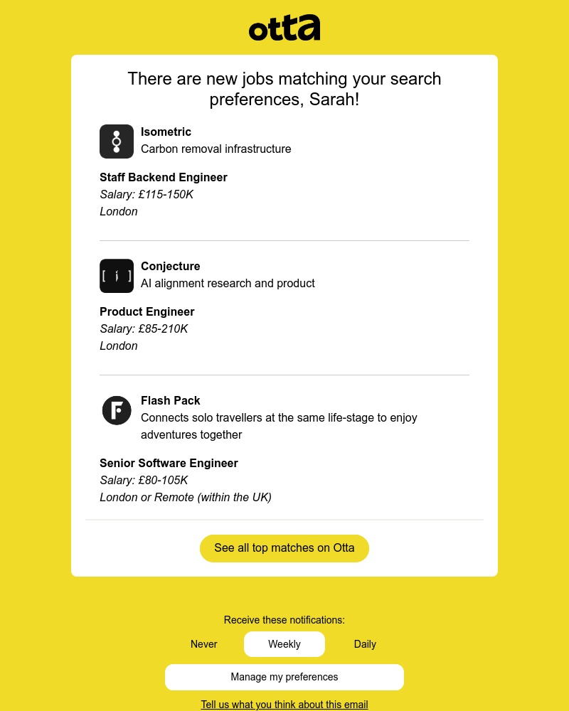 Otta - New match: Staff Backend Engineer at Isometric