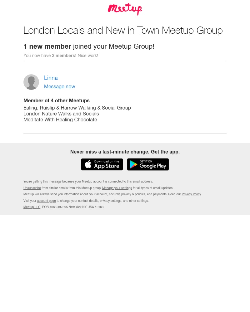Meetup - New members in London Locals and New in Town Meetup Group