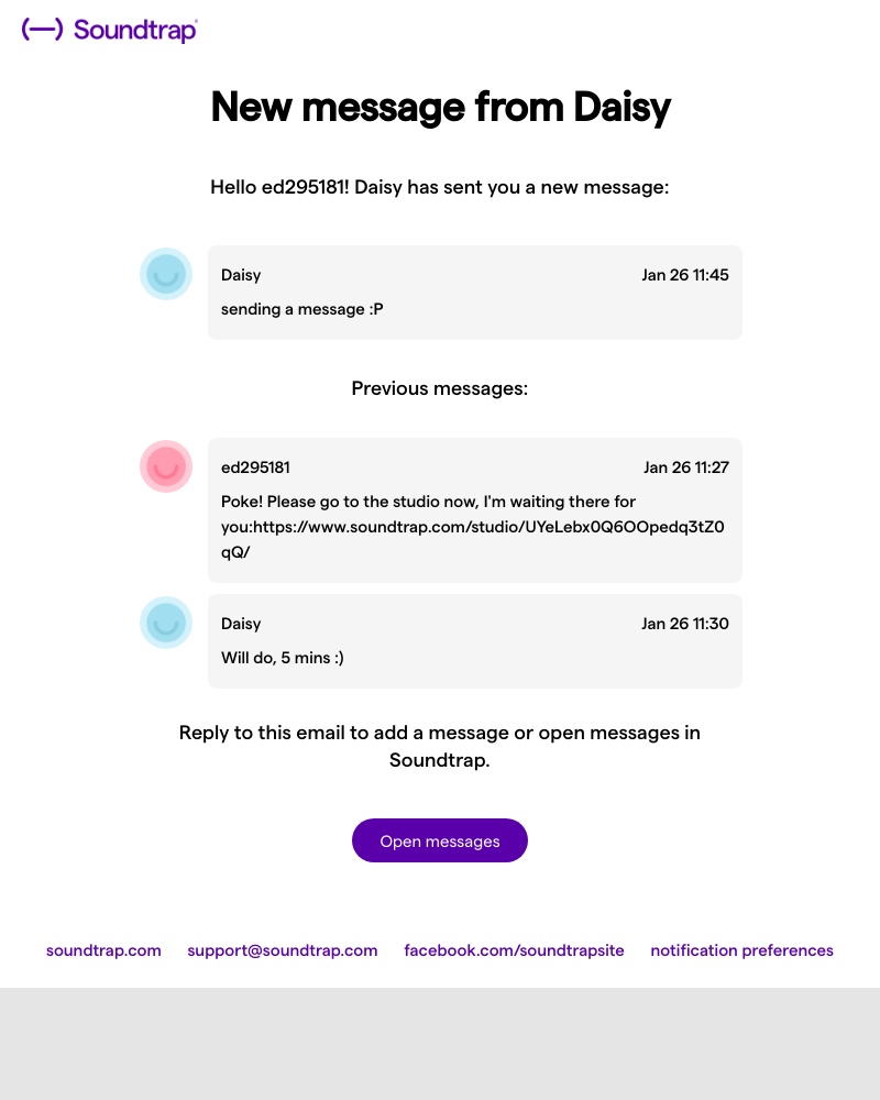 Soundtrap - New message from Daisy