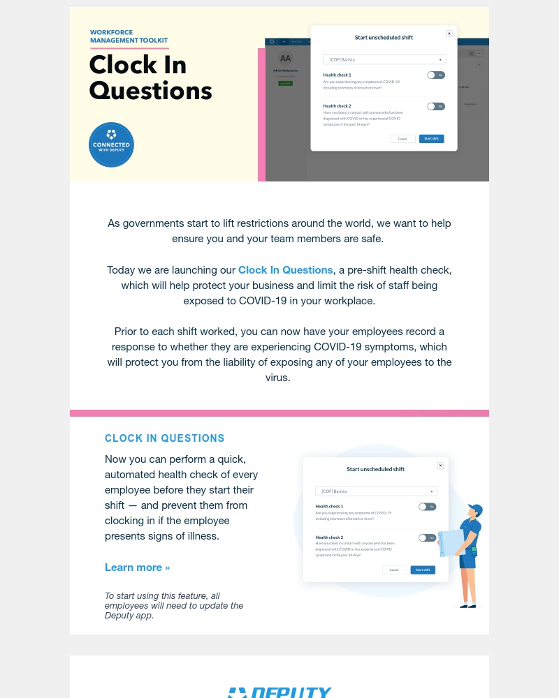 Deputy - New Product Alert: Pre-Work Health Check