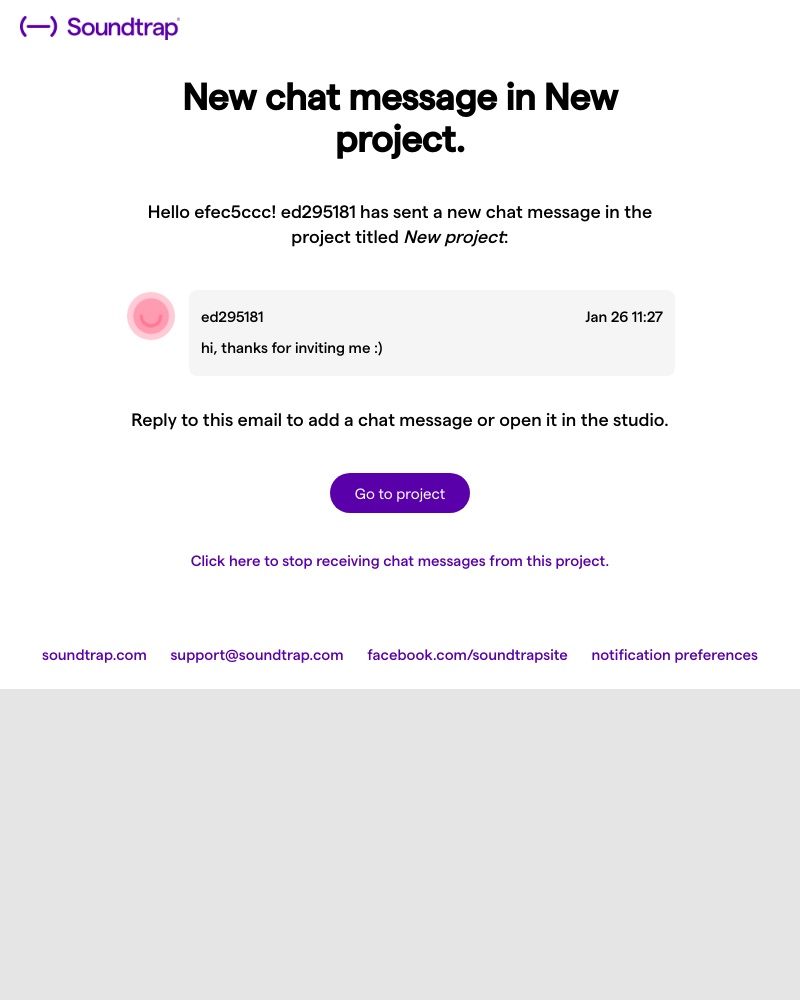 Soundtrap - New project - new message