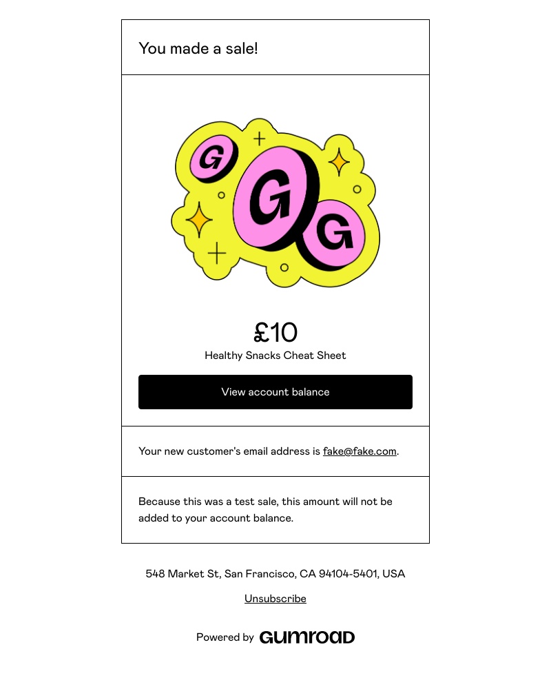 Gumroad - New sale of Healthy Snacks Cheat Sheet for £10