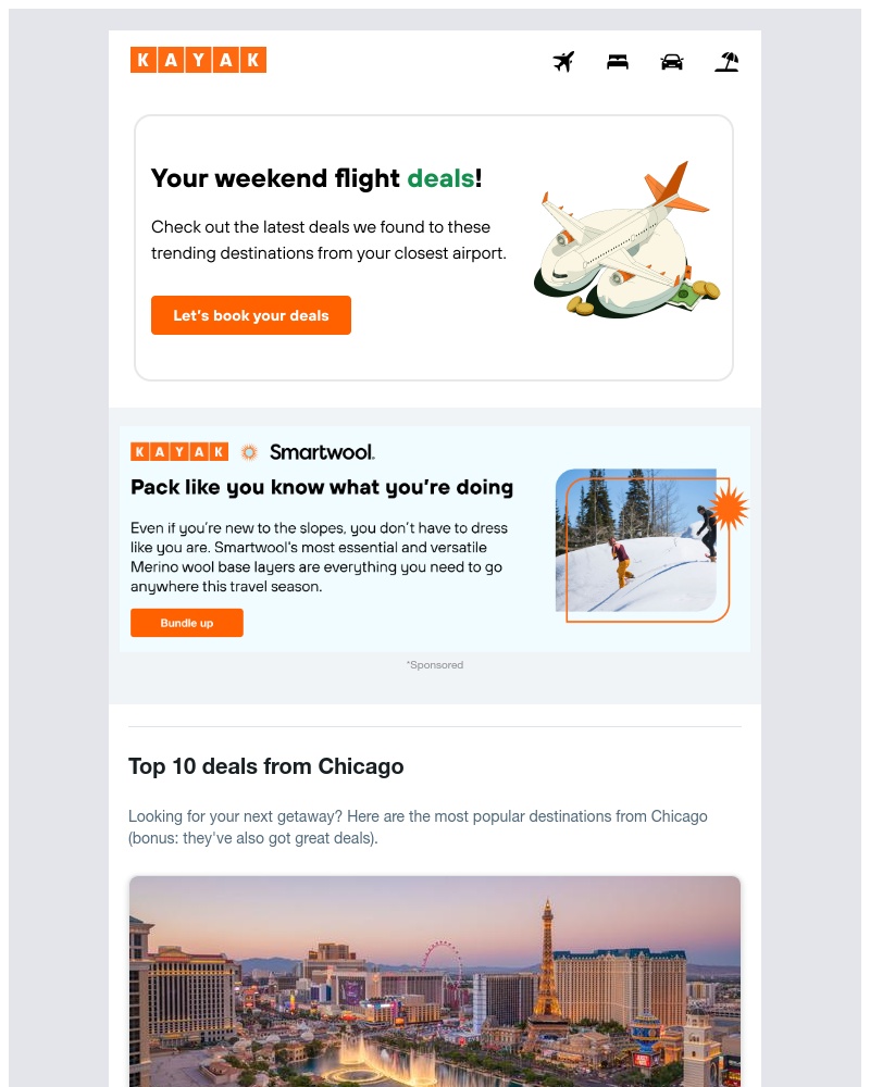 Kayak - New season, new reason to find cheap flights 🌷