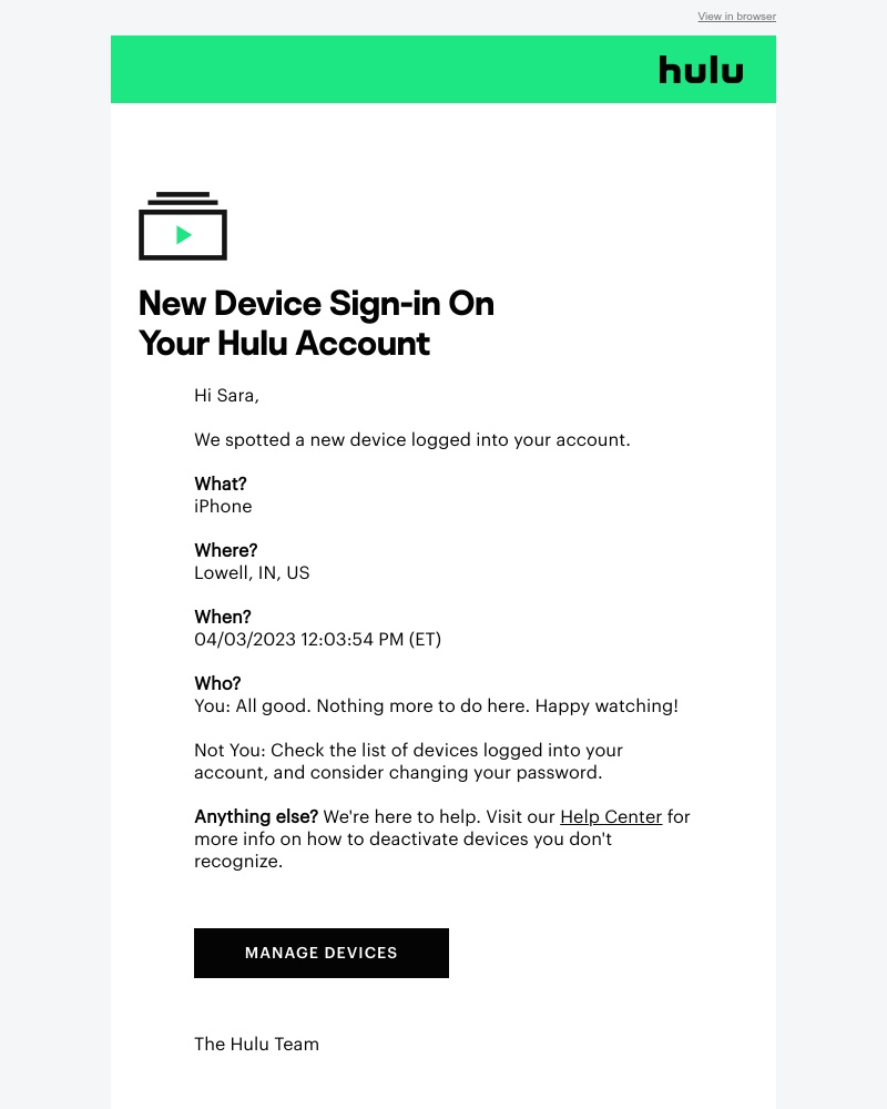 Hulu - New Sign-in to Your Account