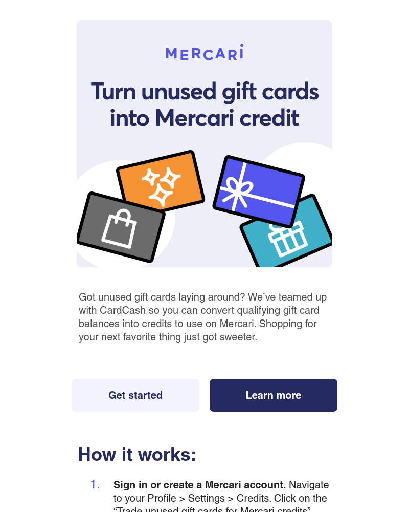 Mercari - New! Turn unused gift cards into Mercari credit