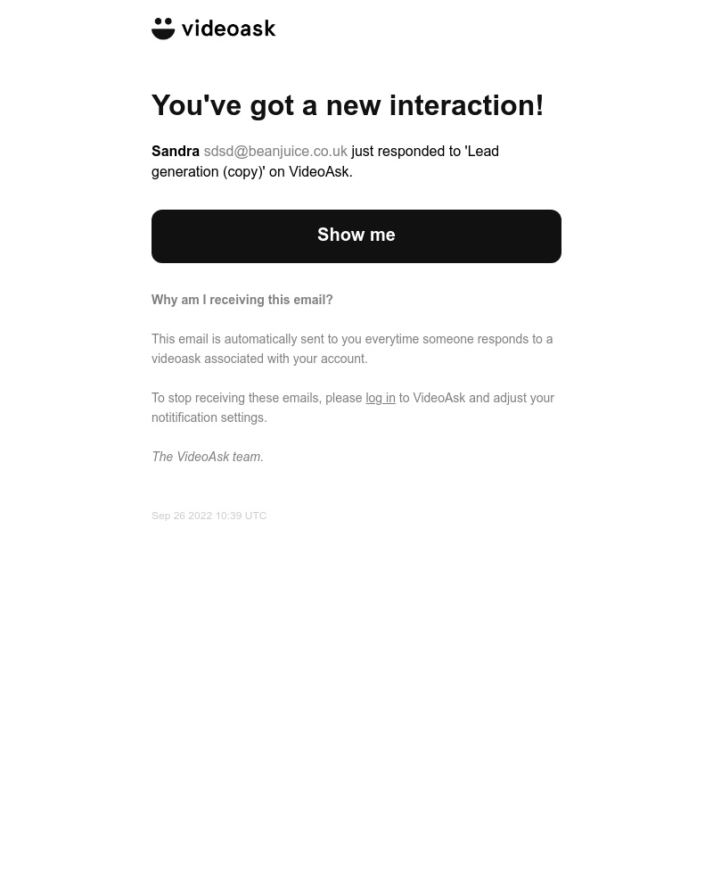 VideoAsk - New VideoAsk interaction: Sandra (ddf1)