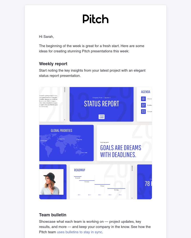 Pitch - New week, fresh start