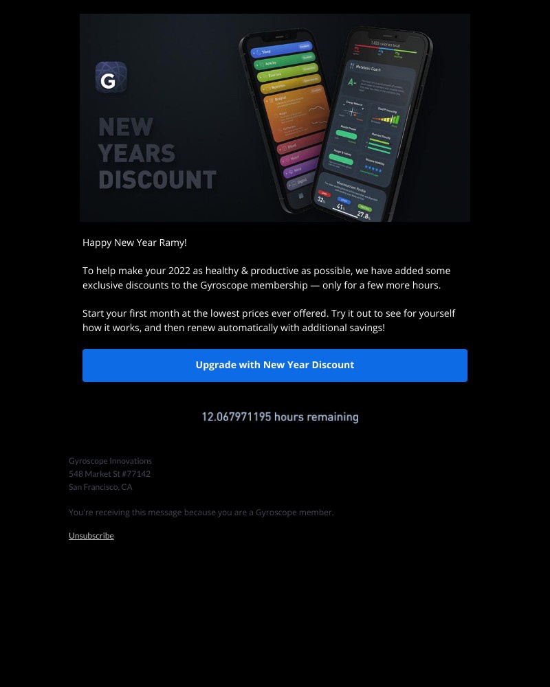 Gyroscope - New Year Discount for you Ramy (Today only!) 💪✨