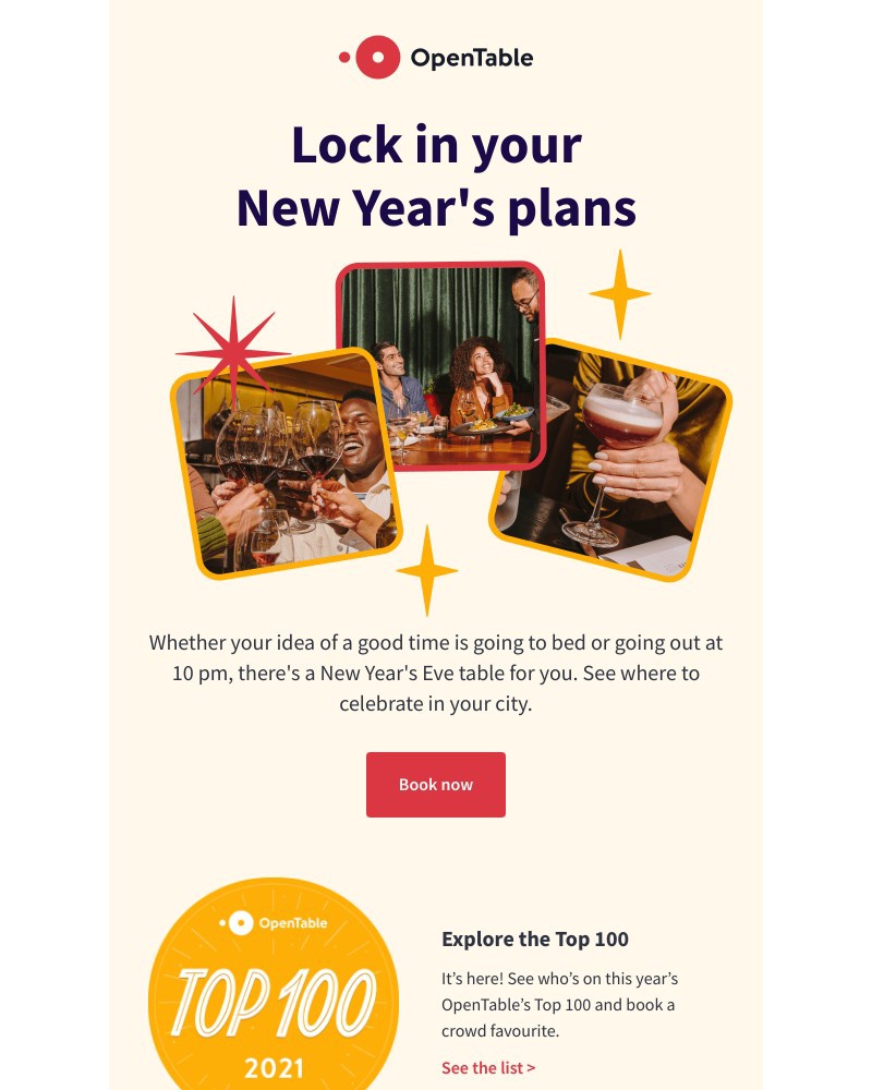 OpenTable - New Year's Eve is just around the corner…