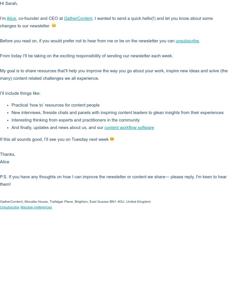 GatherContent - Newsletter