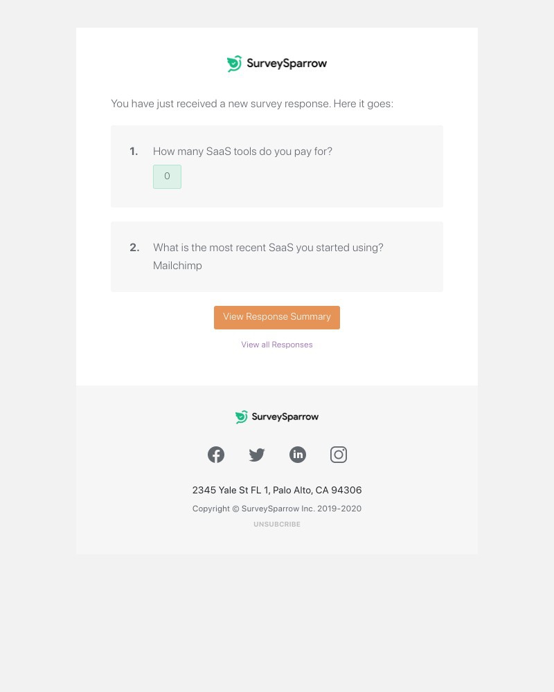 SurveySparrow - You have received a new response for SaaS Survey