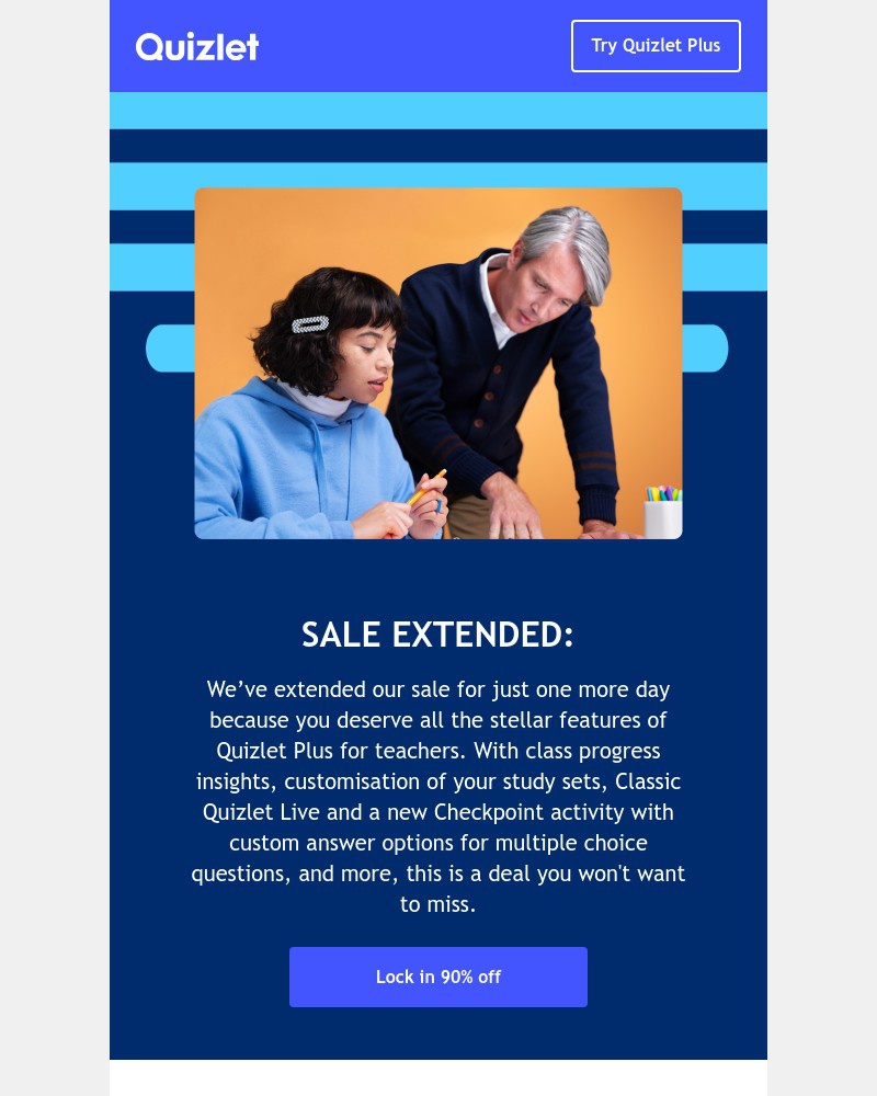 Quizlet - ⏳ONE LAST CHANCE: 90% off Quizlet Plus for teachers for one more day