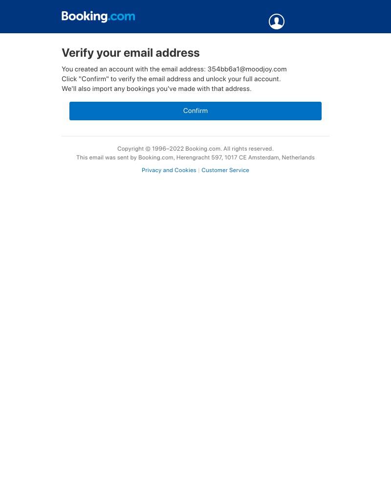 Booking.com - One more click to confirm your account