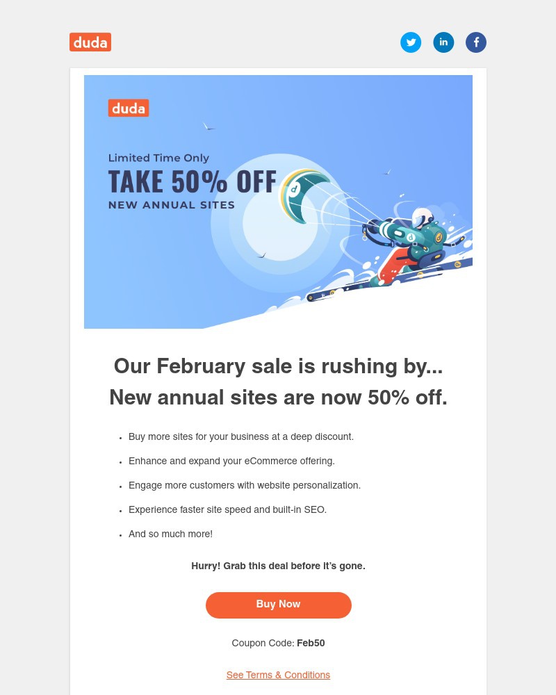 Duda - Only 48 hours left!⚡ 50% OFF(er) on new annual plans is slipping away