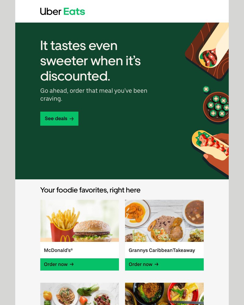 Uber Eats - Order in without worrying your wallet.