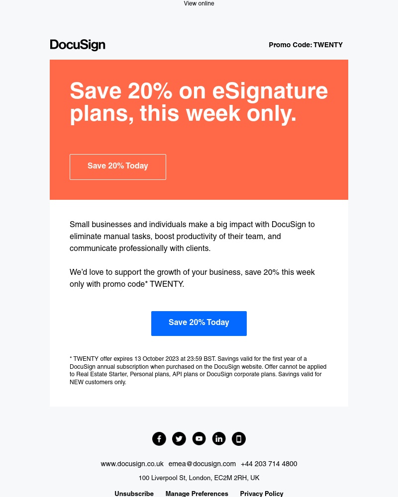 HelloSign - Our gift to you: 20% off