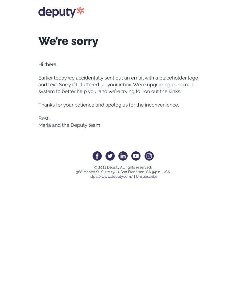 Deputy - Our mistake