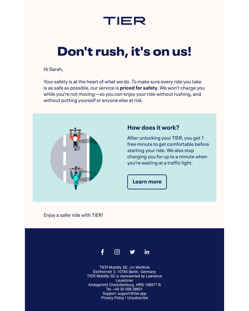 TIER - Pausing fees to keep you safe