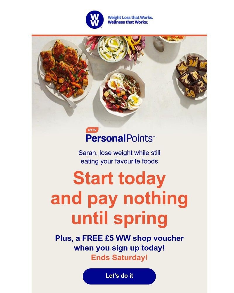 WW (Weight Watchers) - Pay £0 'til Spring + £5 voucher - ENDS TOMORROW!