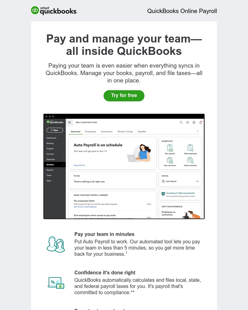 QuickBooks - Pay your team with ease