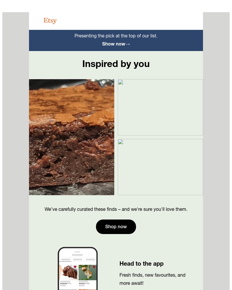 Etsy - Personalised picks and fresh updates.