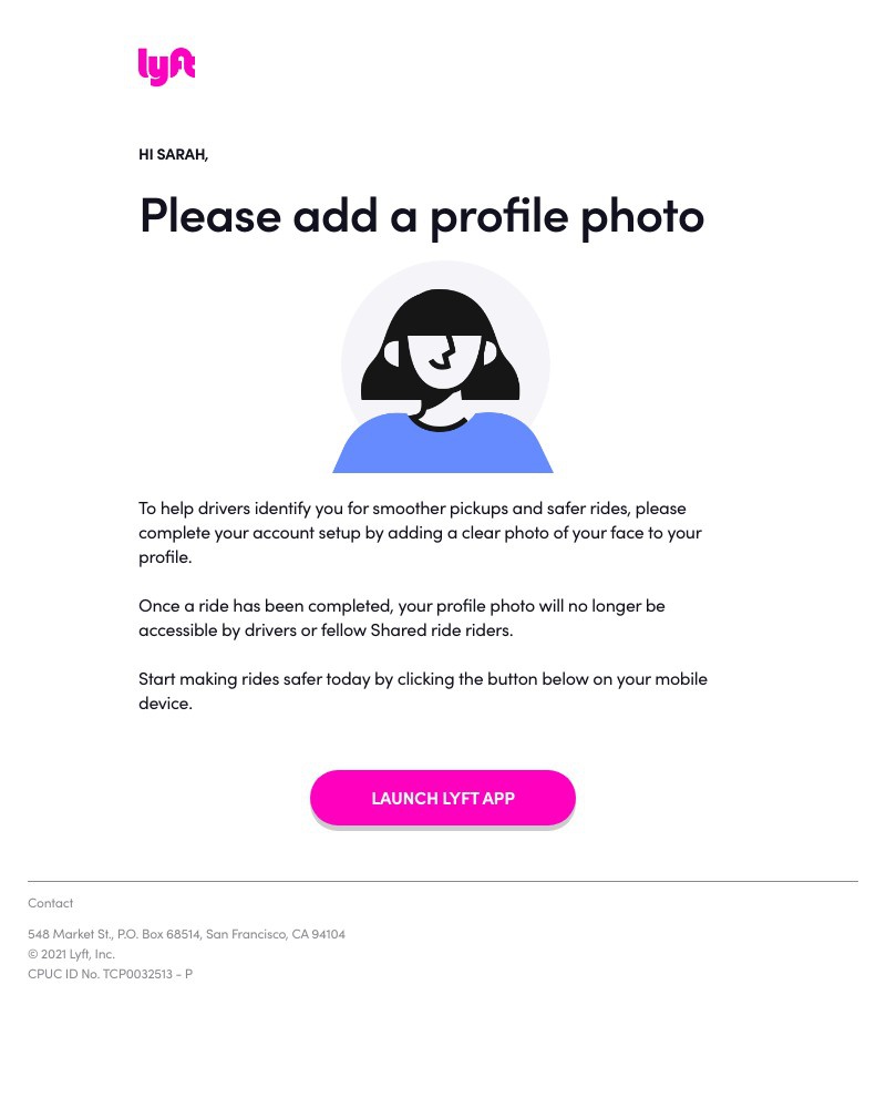 Lyft - Please complete your account setup