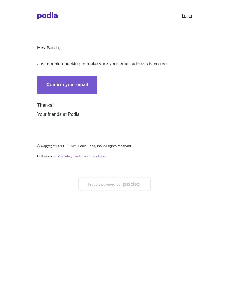 Podia - Please confirm your email address