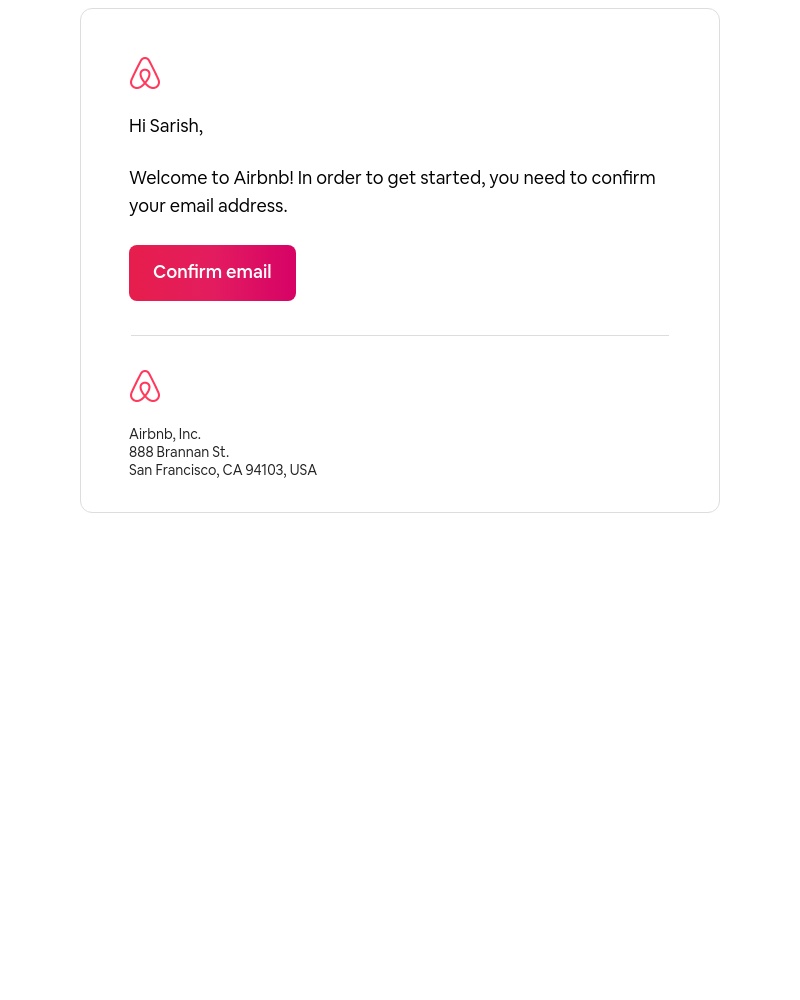 Airbnb - Please confirm your email address