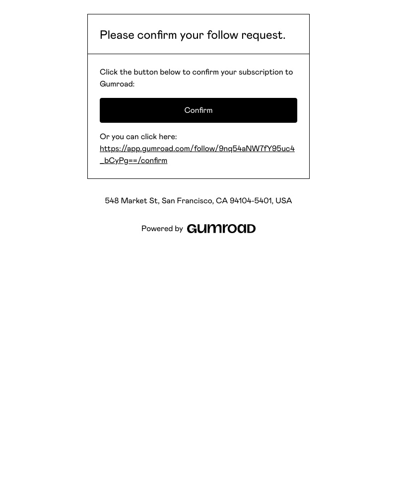 Gumroad - Please confirm your follow request.
