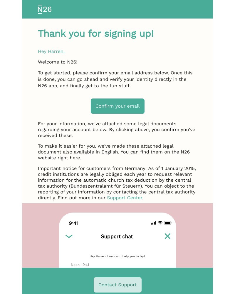 N26 - Please confirm your N26 account