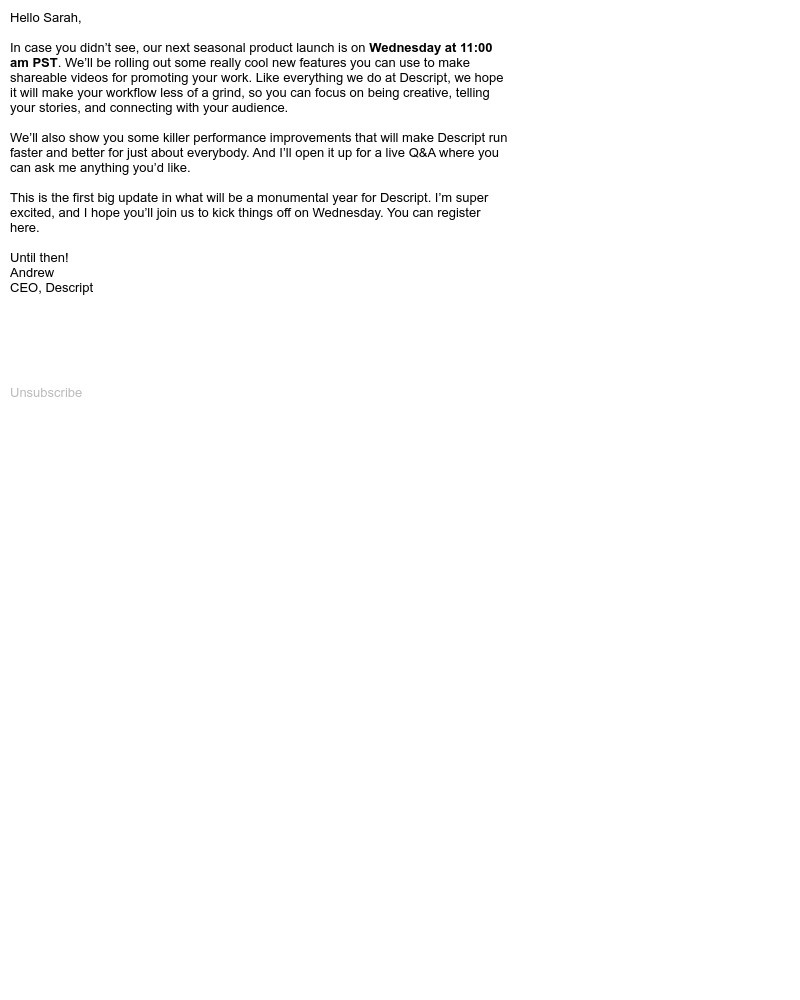 Descript - Please join me on Wednesday