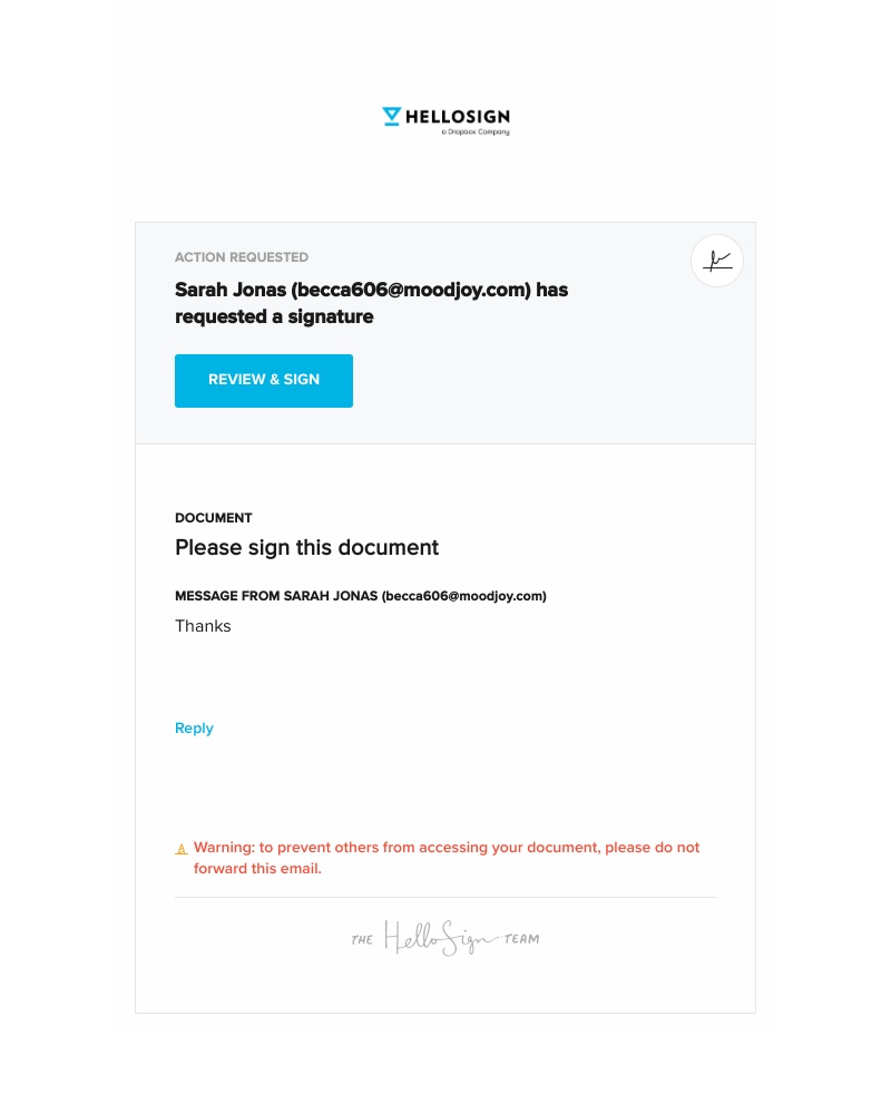HelloSign - Please sign this document – signature requested by Sarah Jonas