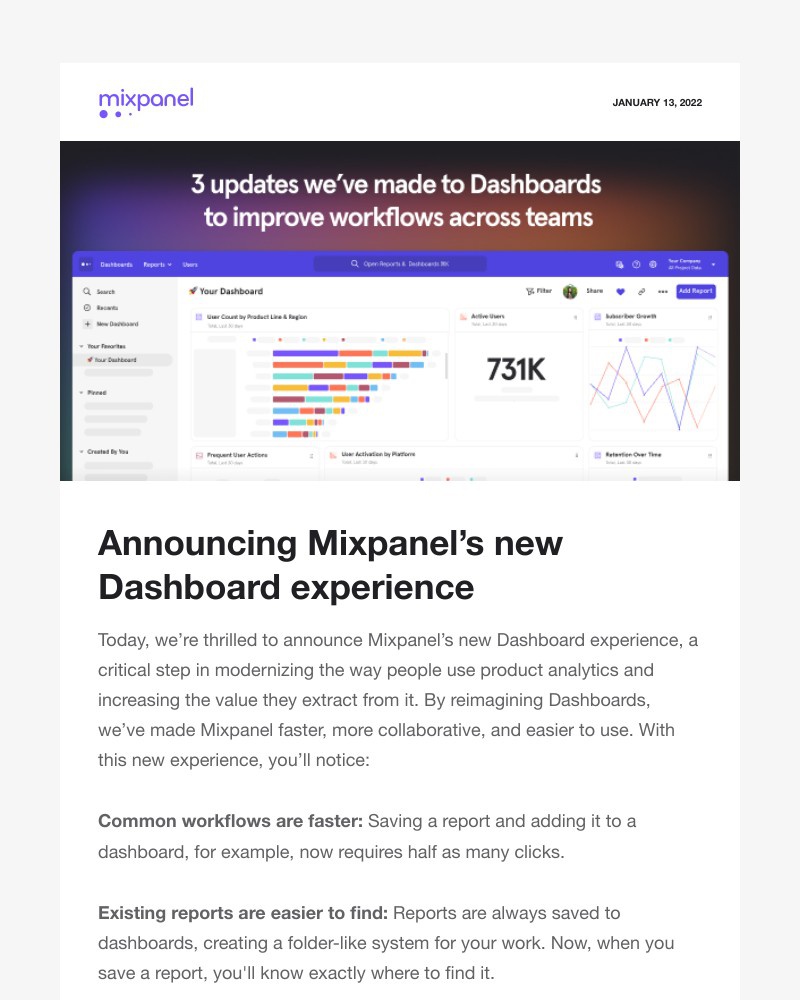 Mixpanel - Product Update Email: New Year, New Mixpanel