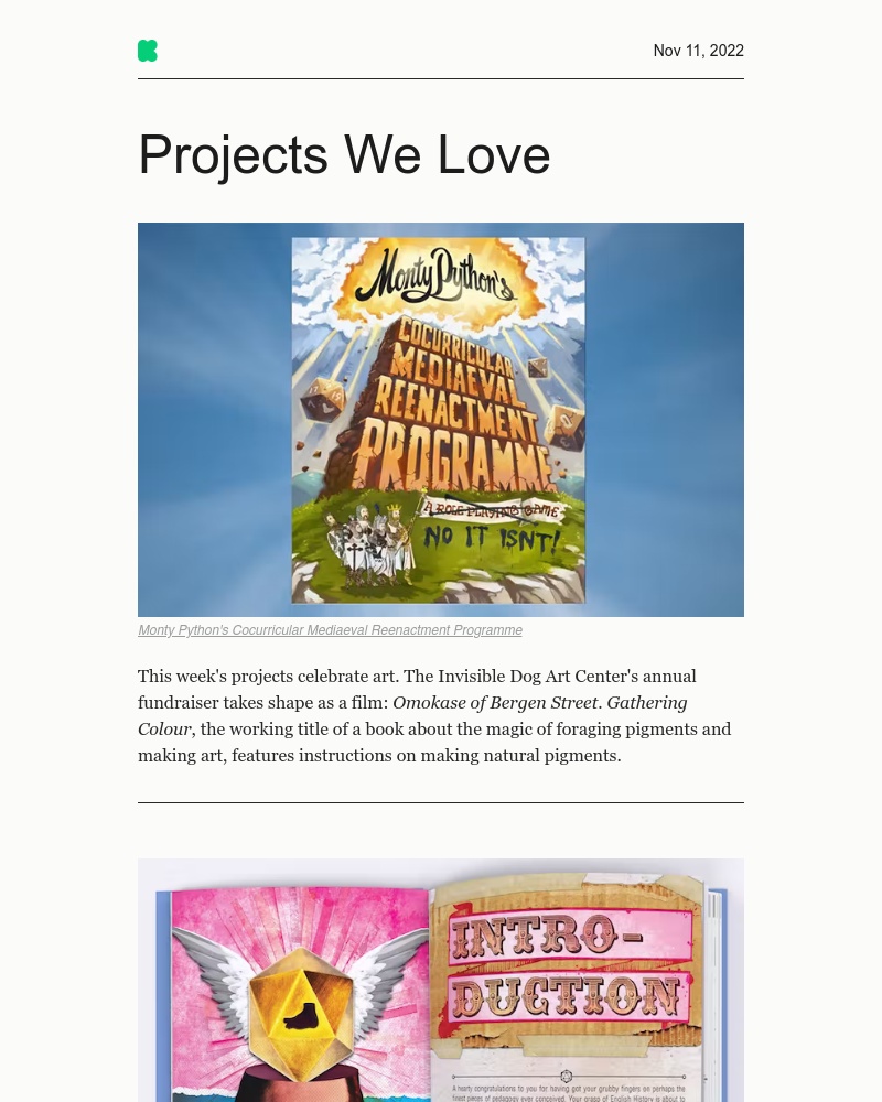 Kickstarter - Projects We Love: Celebrating art