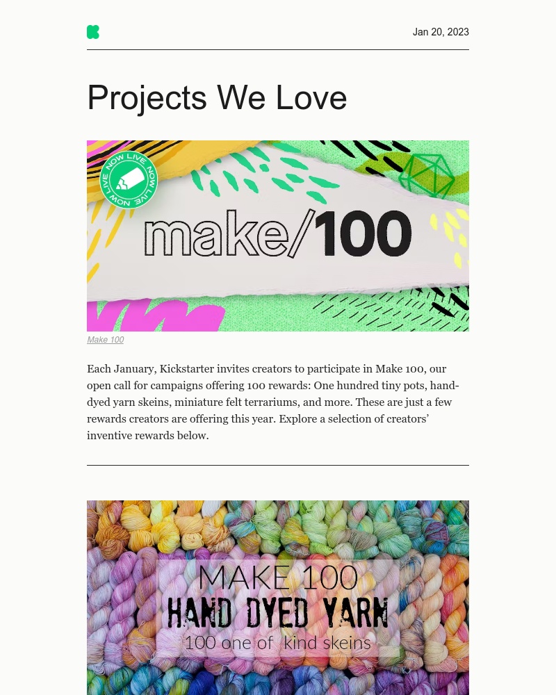 Kickstarter - Projects We Love: Make 100