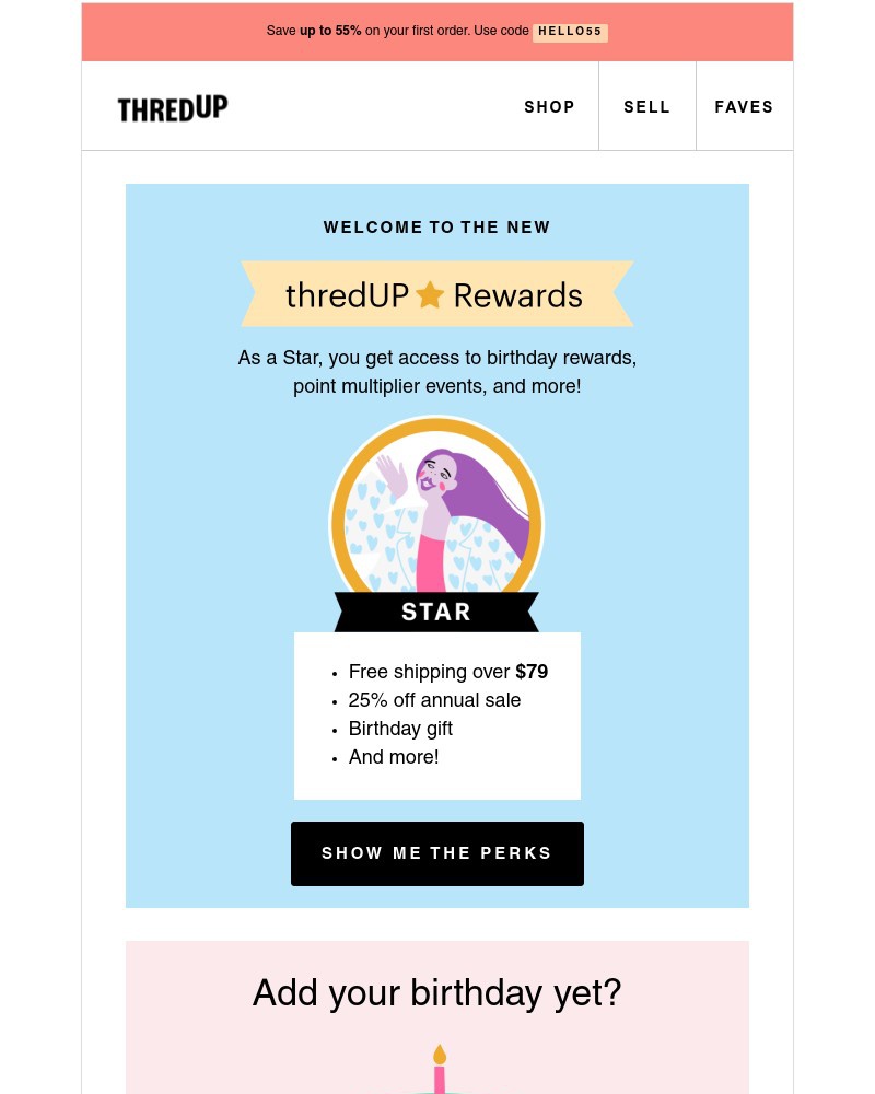 thredUP - Pst, tell us your birthday!