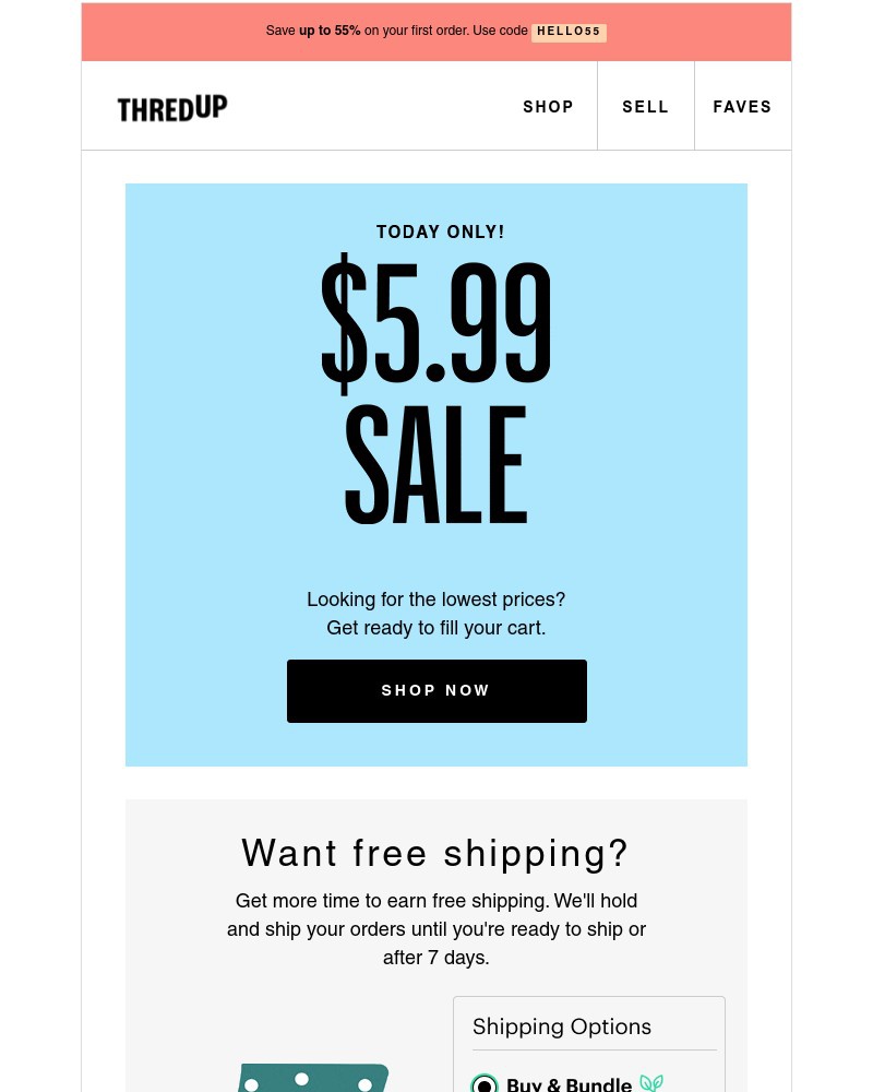 thredUP - Pst, there's a $5.99 sale going on! 😱