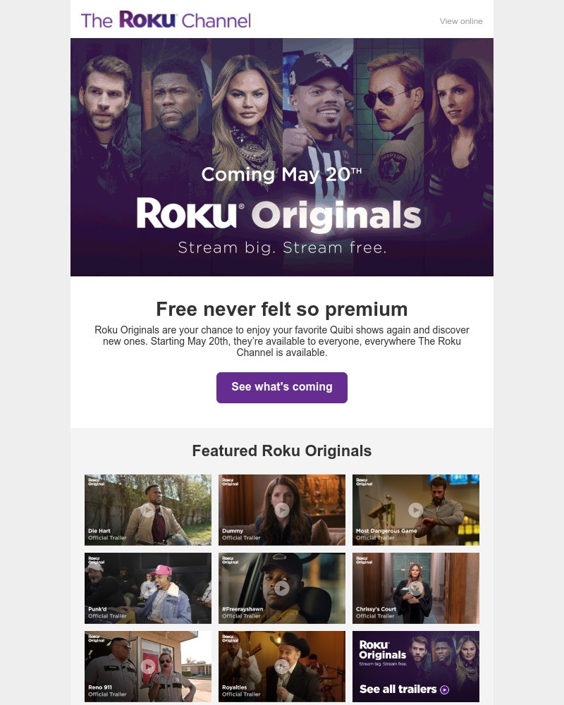 Quibi - Quibi favorites are now free Roku® Originals—coming May 20th!