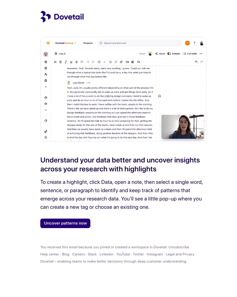 Dovetail - Quickly discover patterns across research 🏎