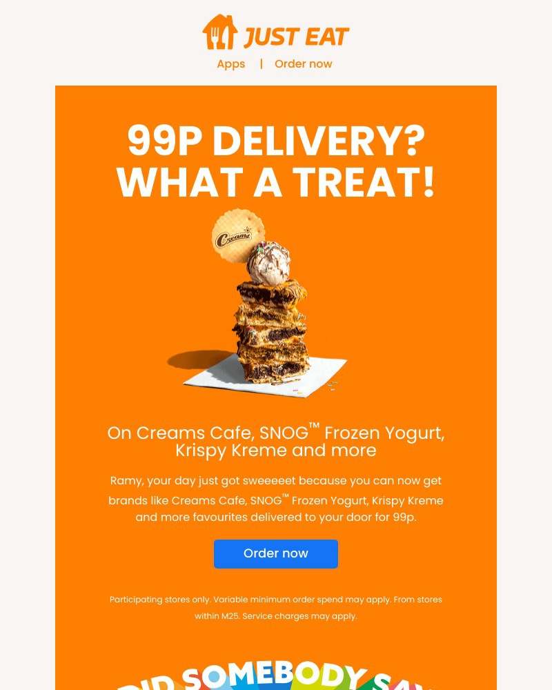 Just Eat - Ramy, 99p delivery on your faves๐