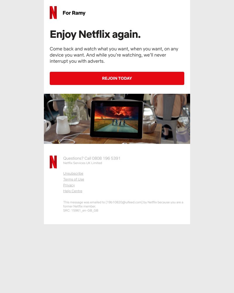 Netflix - Ramy, for just £5.99 a month, you can have unlimited TV programmes and films.