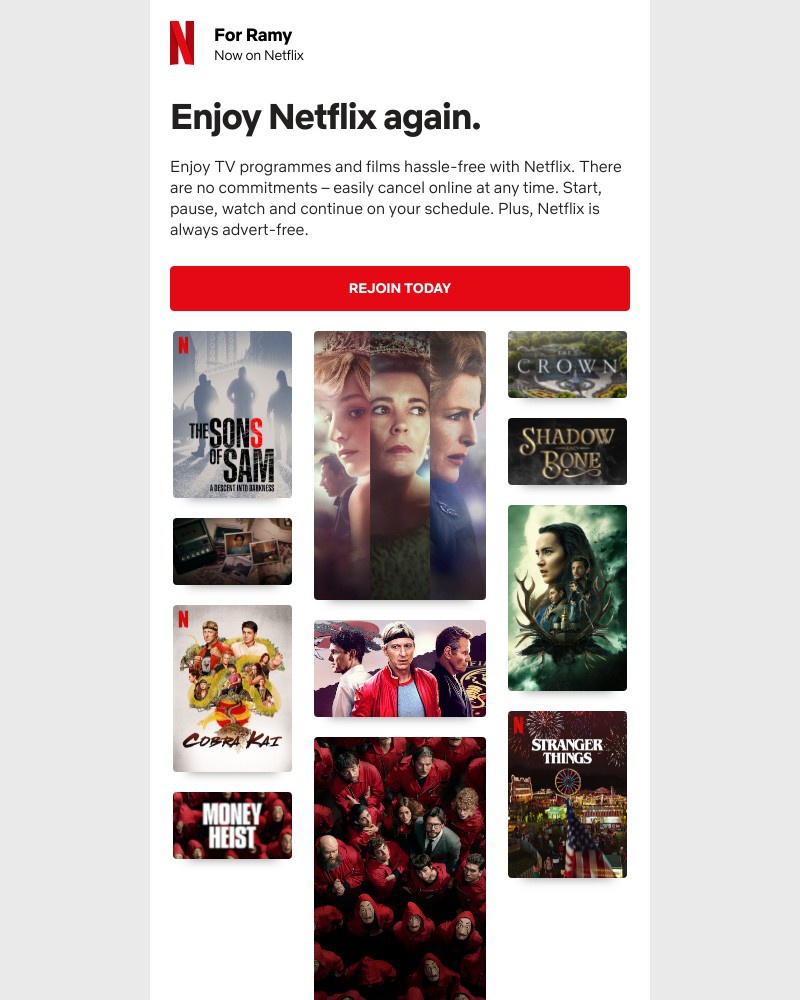 Netflix - Ramy, it’s been 220 days. Fancy watching something?