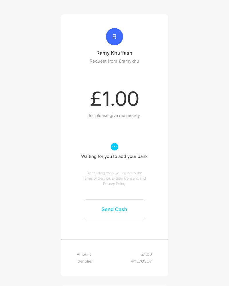 Cash App - Ramy Khuffash requested £1 for please give me money