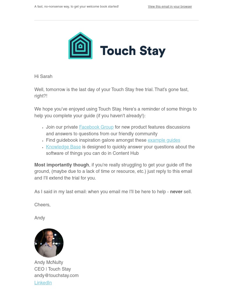 Touch Stay - Ready for tomorrow? Gift of time inside this email.