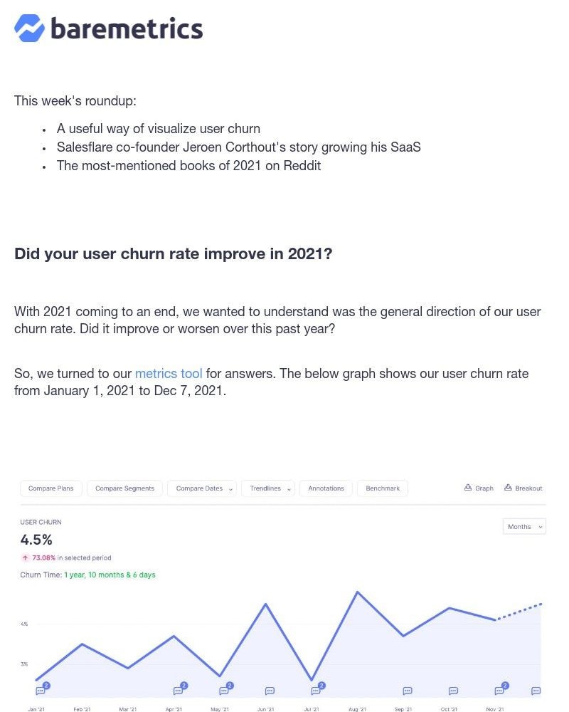 Baremetrics - Real Data Weekly #15: Use trend lines to make sense of your data