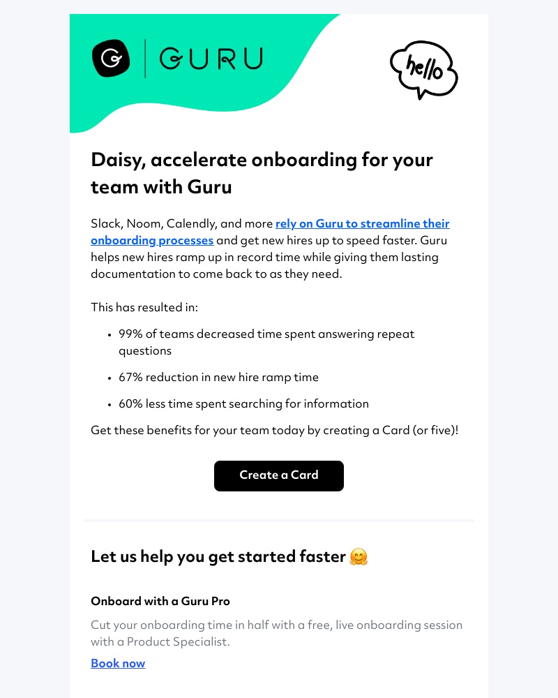 Guru - Reduce new hire ramp time by 67% with Guru
