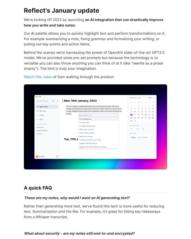 Reflect - Reflect meets AI - our January update